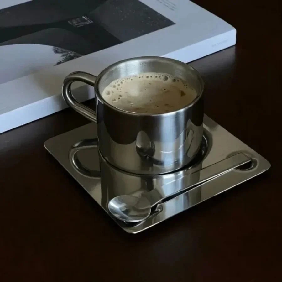 Venice Mirror Cup with a Saucer & Spoon