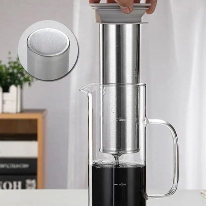 Round glass cold brew coffee pot