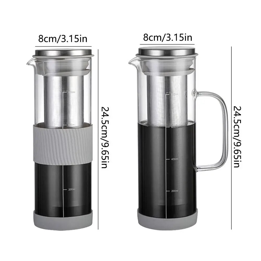 Round glass cold brew coffee pot