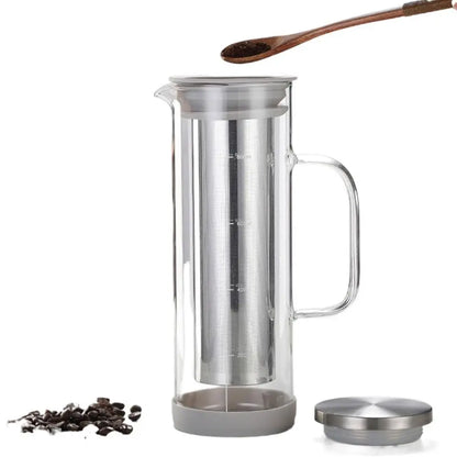 Round glass cold brew coffee pot