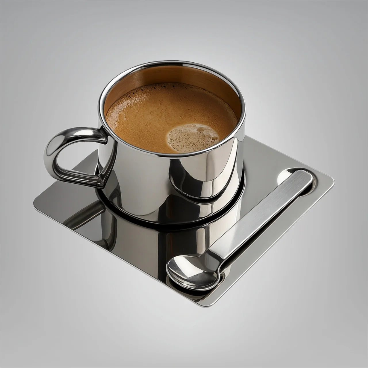 Venice Mirror Cup with a Saucer & Spoon